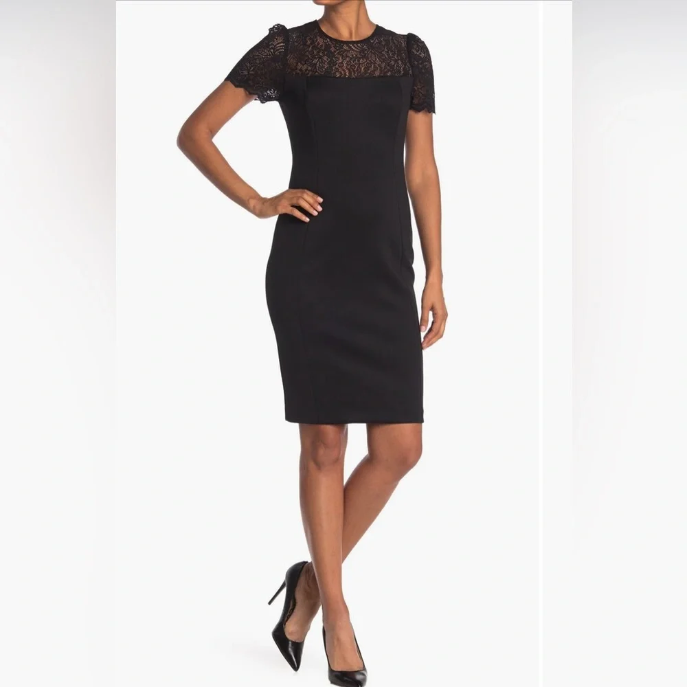 NWT Calvin Klein Lace Yoke Sheath Dress - size 8 - Picture 3 of 5